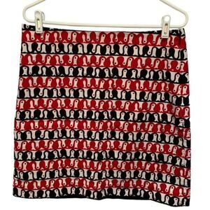 Talbots Women Abstract Desing Skirt Red and Black Artsy Size 10 Pencil Skirt
